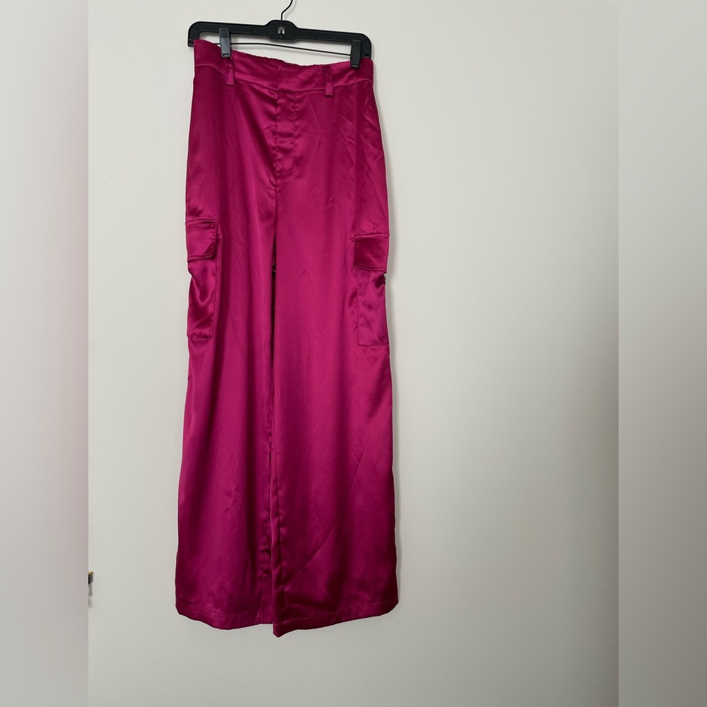 House of Harlow 1960 Magenta High Waisted Satin Trousers Size Medium